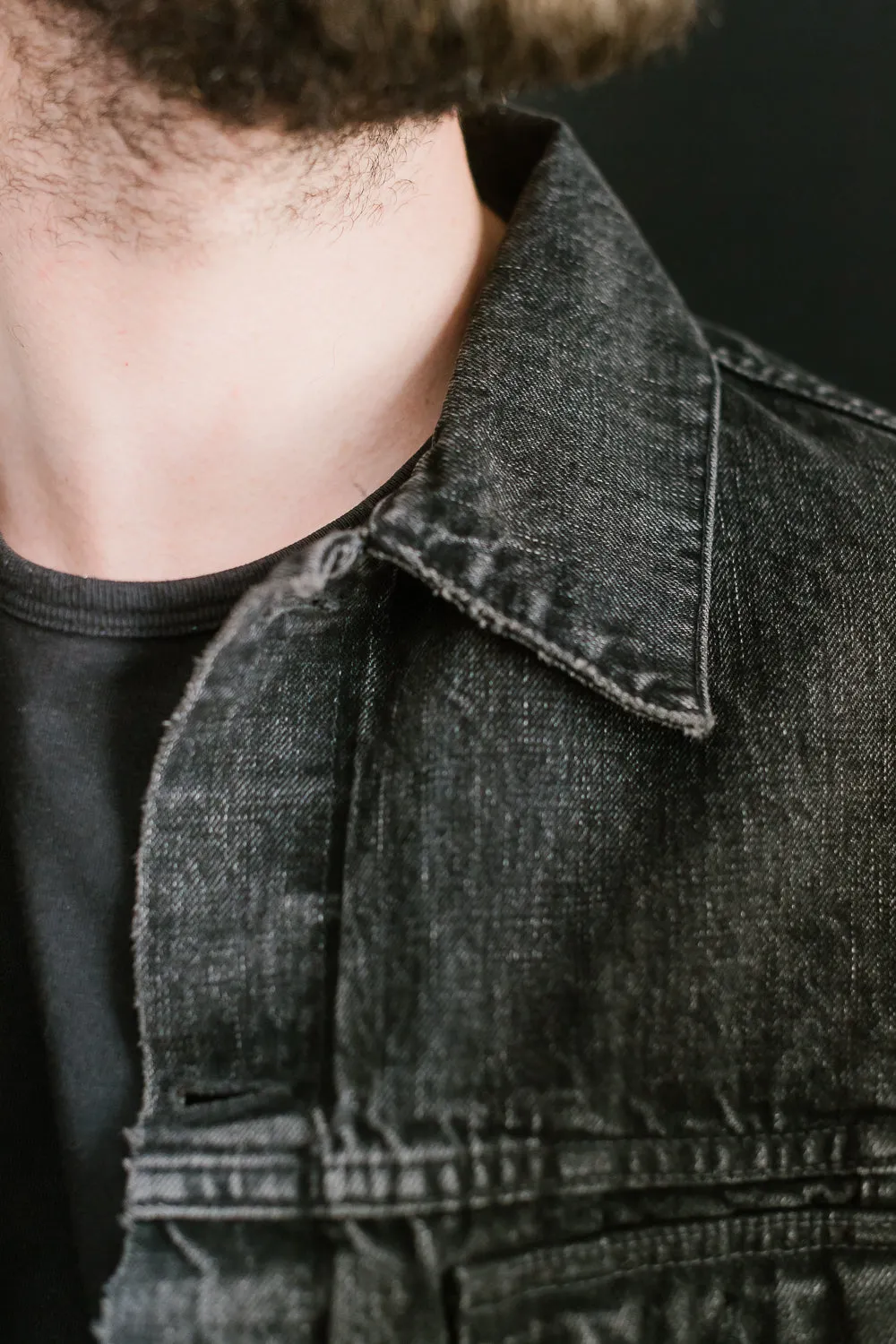 15oz - Stealth Wash Selvedge Denim Cruiser Jacket - Black