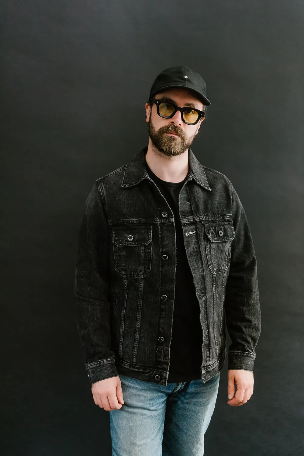 15oz - Stealth Wash Selvedge Denim Cruiser Jacket - Black