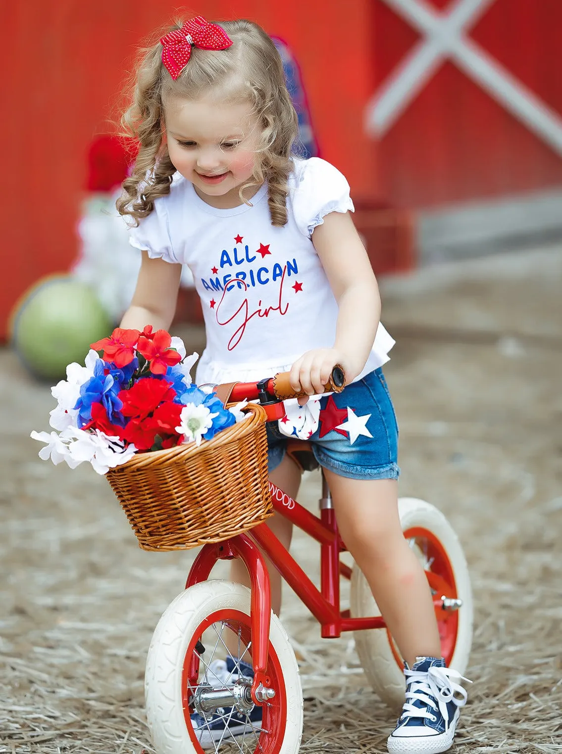 All American Girl Star Denim Short Set