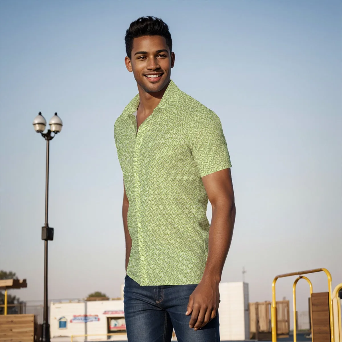 All-Over Print Men's Shirt J 44 green print