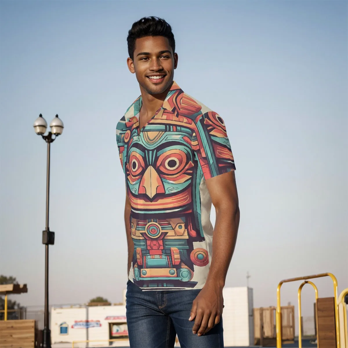 All-Over Print Men's Shirt j5 tiki print