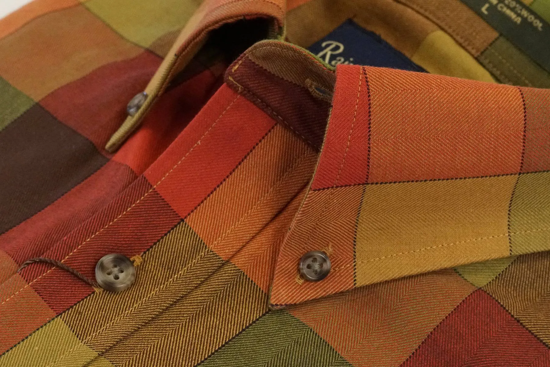 Autumn Colors Plaid Button Down in Cotton & Wool by Rainwater's