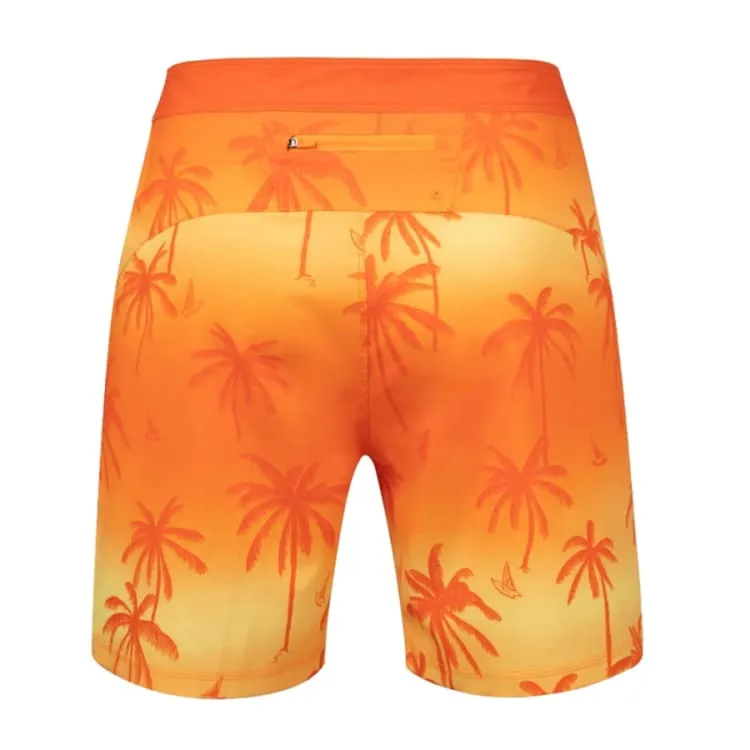 Barrel Men Sunset Palm Tree Board Shorts-ORANGE