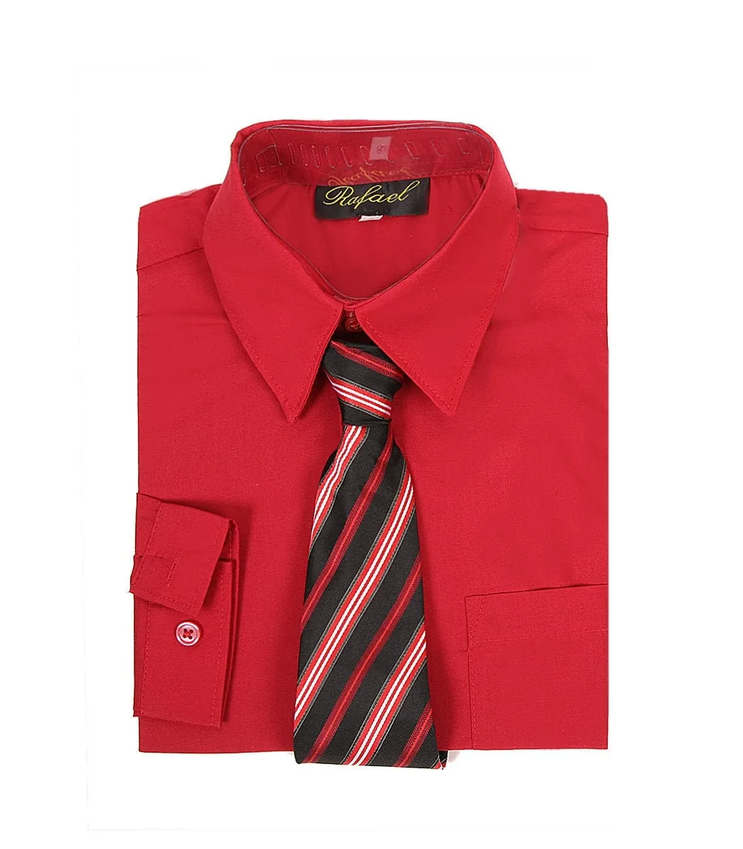 Boys Long Sleeve Formal Dress Shirts and Ties - Choice of Colors