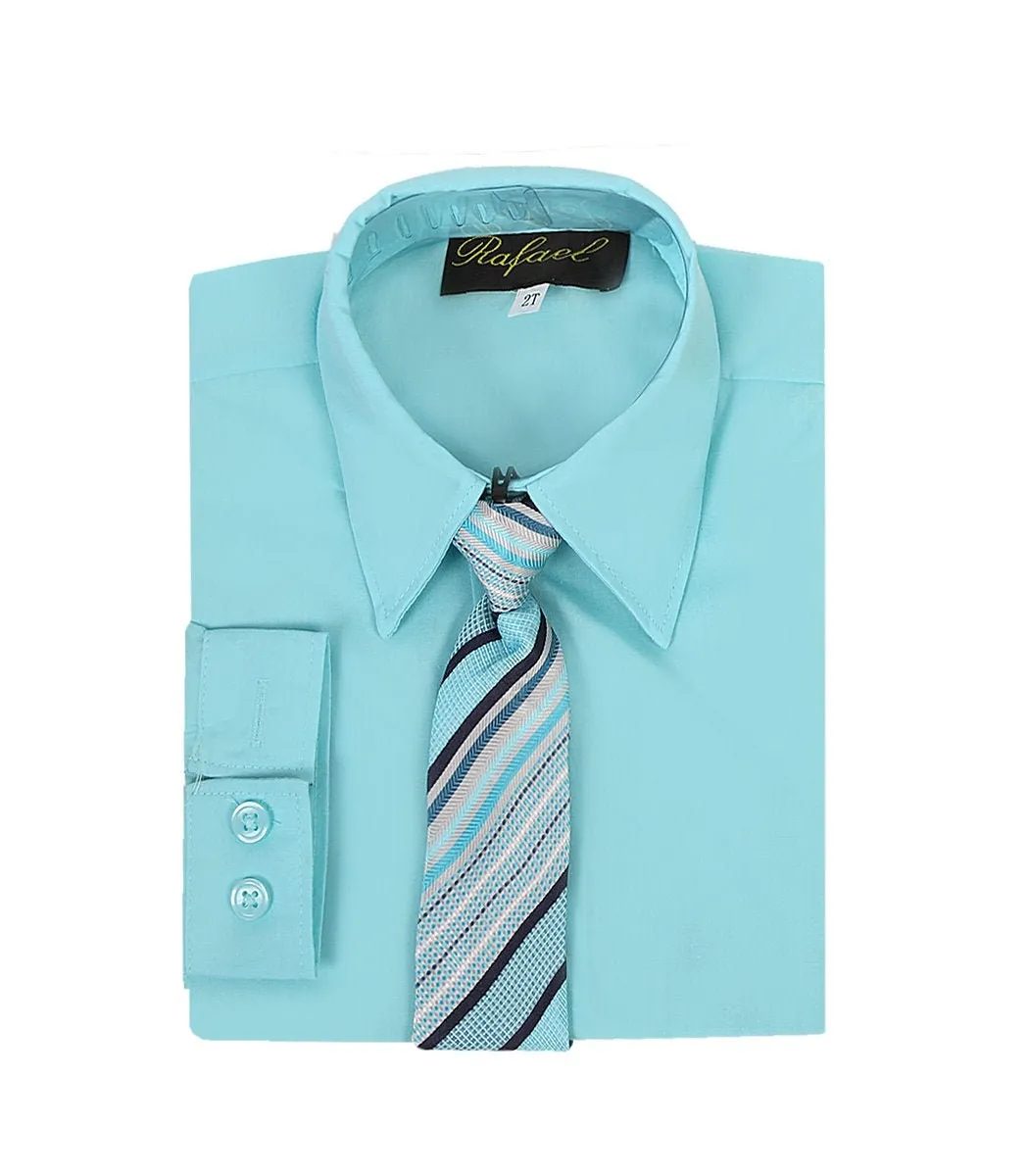 Boys Long Sleeve Formal Dress Shirts and Ties - Choice of Colors