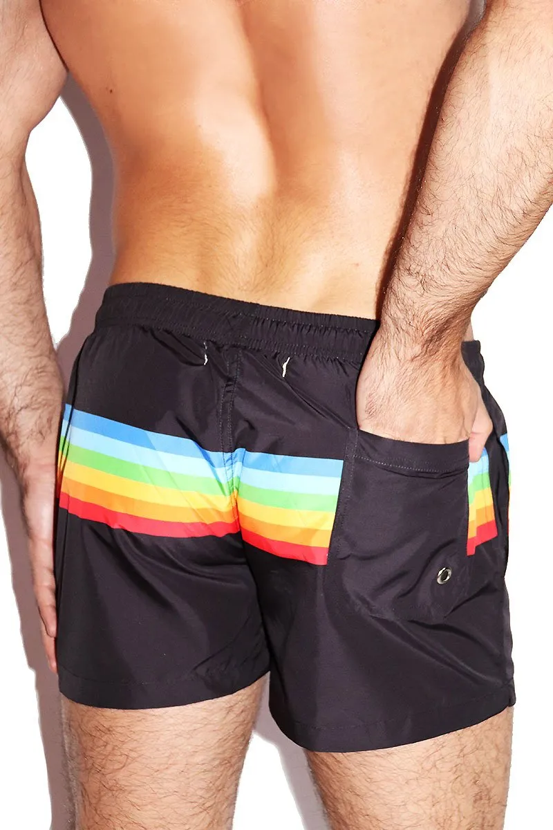 Boys Rainbow Board Shorts-Black