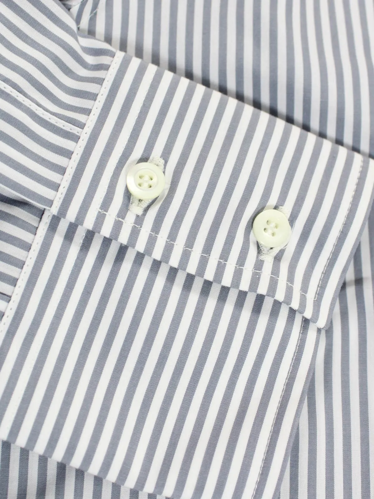 Brunello Cucinelli Shirt White Gray Stripes Button Down Collar M SALE