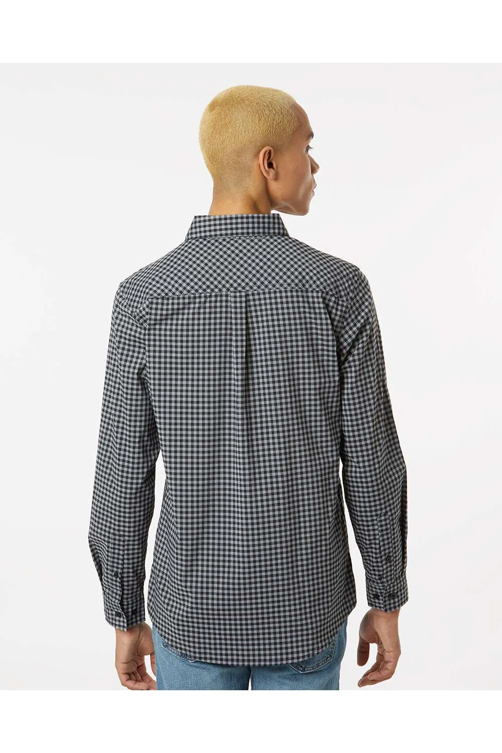 Burnside Mens Burn Long Sleeve Button Down Shirt - Grey/Black