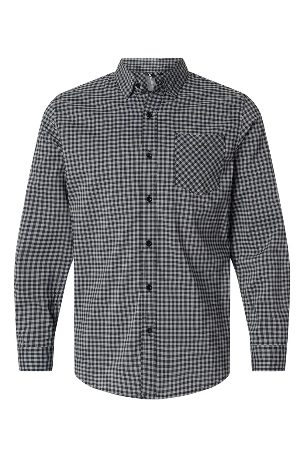 Burnside Mens Burn Long Sleeve Button Down Shirt - Grey/Black