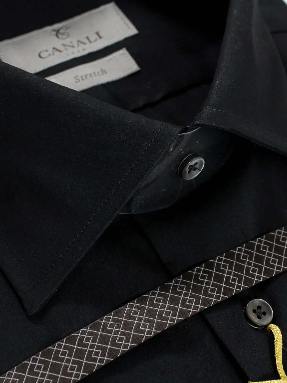 Canali Shirt Black Stretch - Modern Fit 44 -17 1/2 SALE