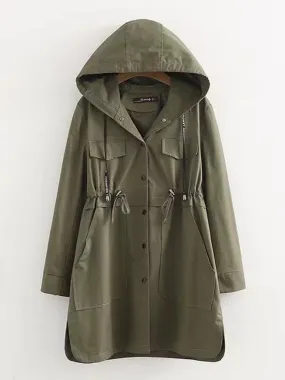 Casual Zipper Hooded Trench Coats