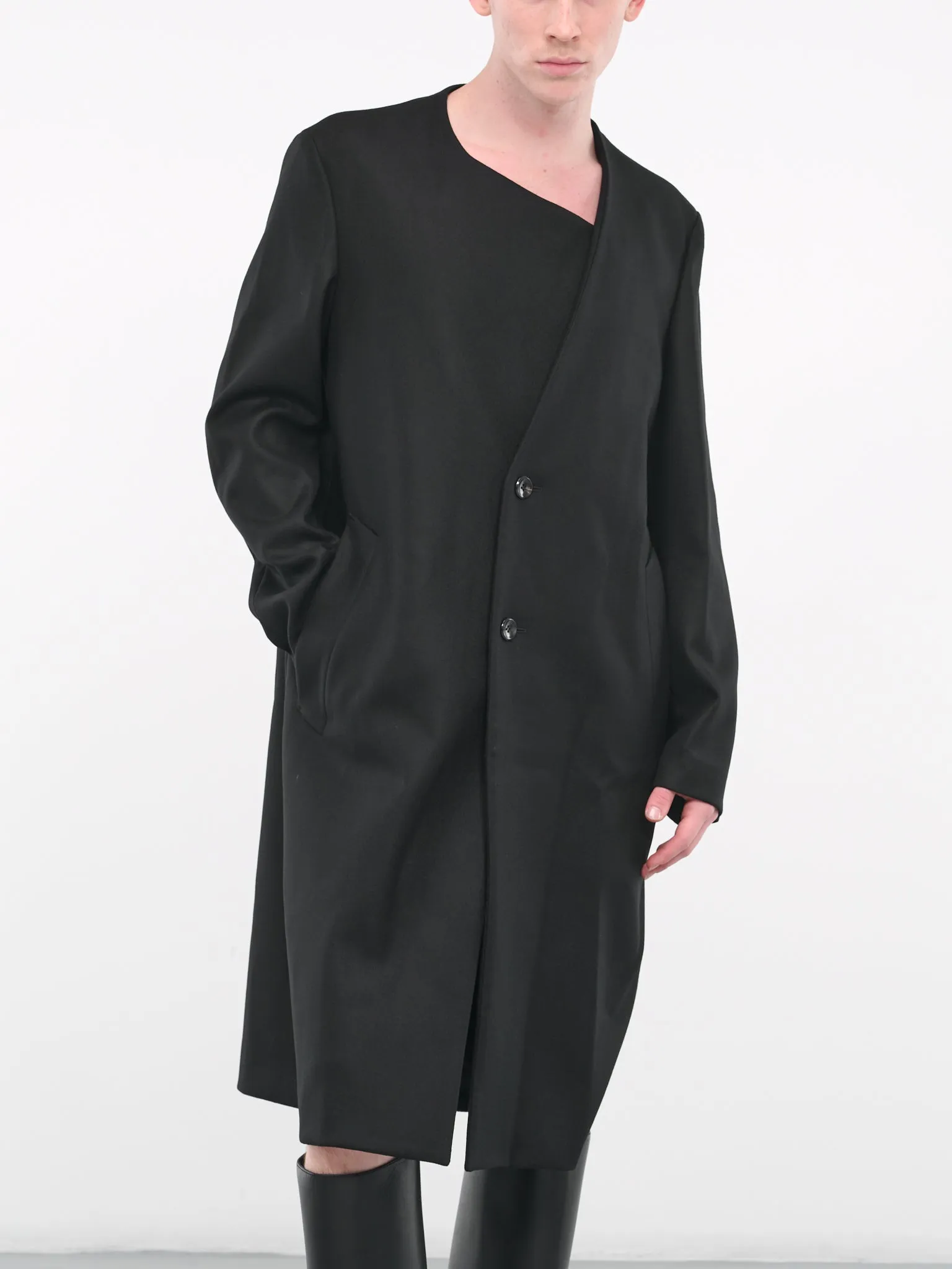 Collarless Coat (AC32-005-BLACK)