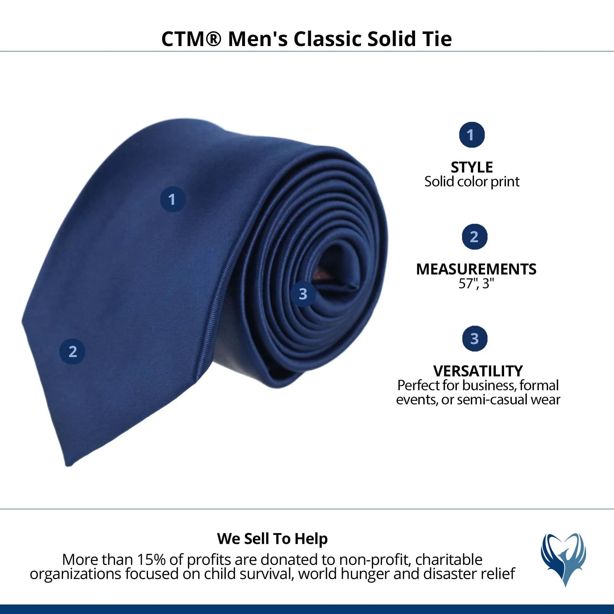 CTM® Men's Classic Solid Tie