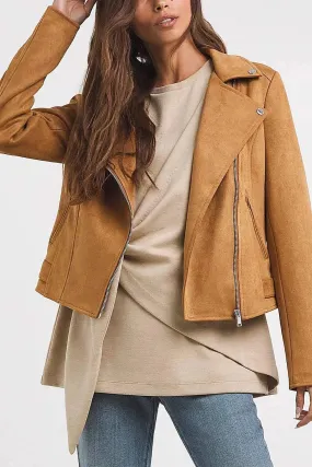 Curve Moleskin Tan Biker Jacket