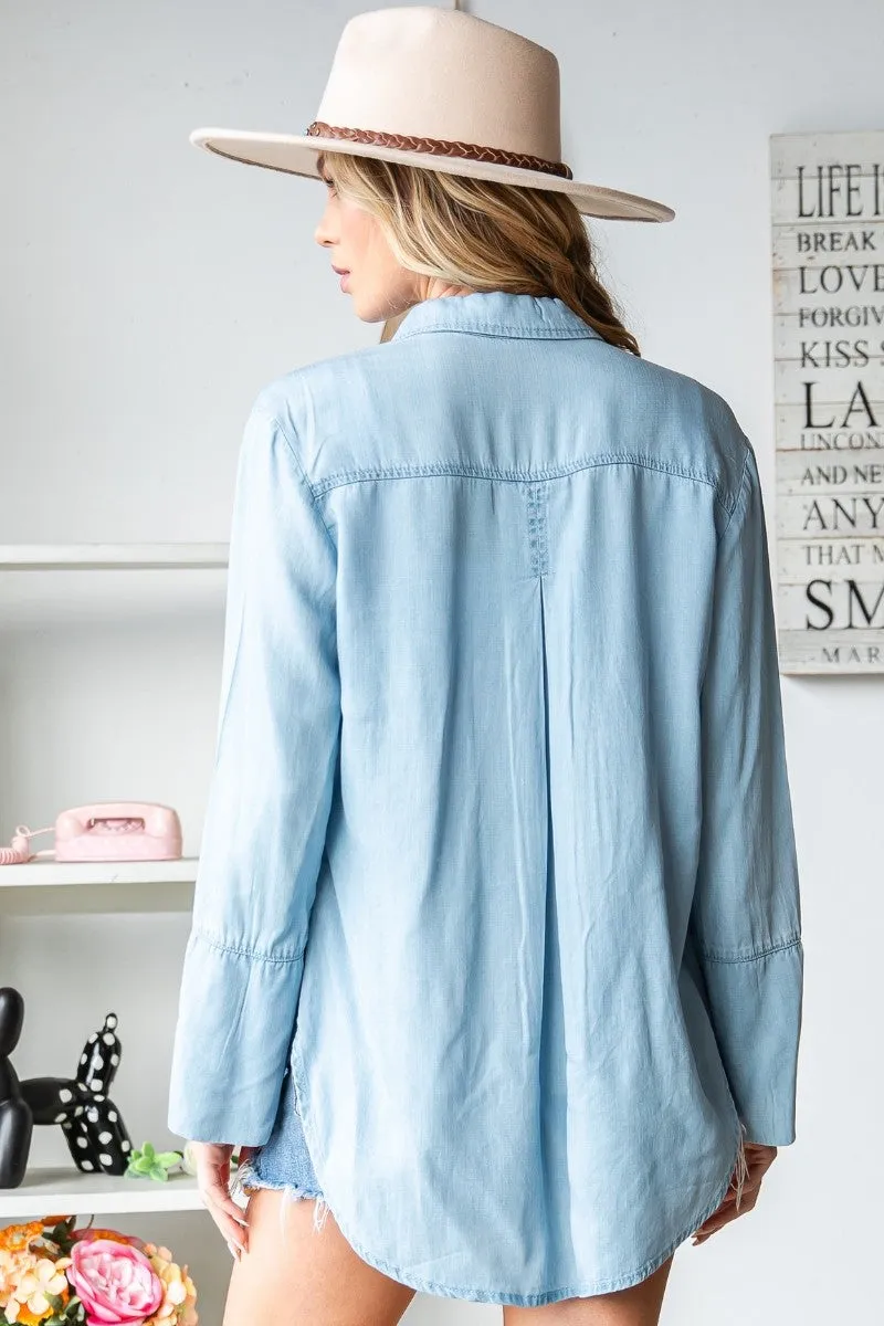 Delilah Button Down Washed Tencel Shirt