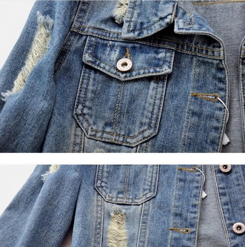 Denim Jacket Women Boyfriend Jean Coat Streetwear Vintage Outerwear