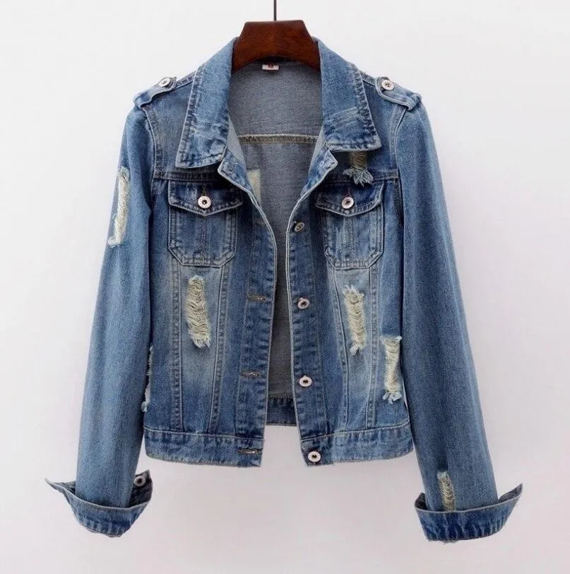 Denim Jacket Women Boyfriend Jean Coat Streetwear Vintage Outerwear