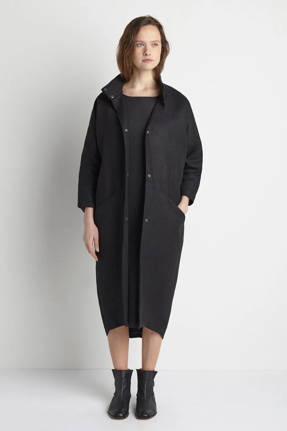 Emerson Fry Cocoon Coat Jet Linen