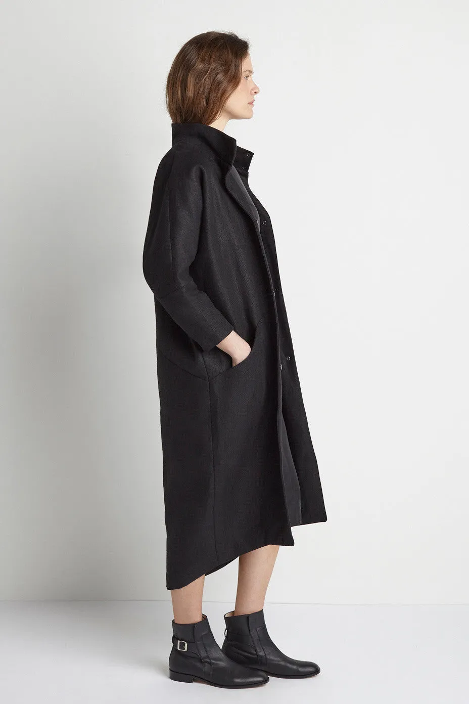 Emerson Fry Cocoon Coat Jet Linen