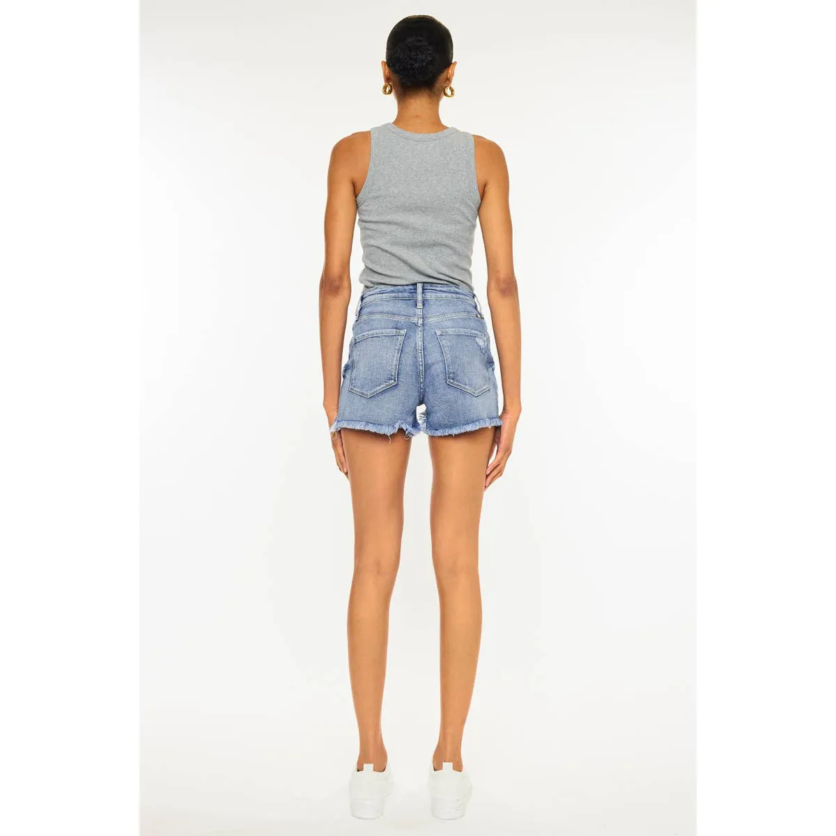 High rise mom shorts in medium denim-SALE