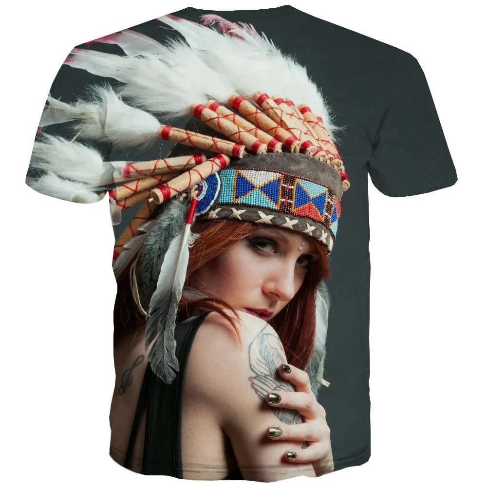 Indians T shirts Men Grassland T shirts Funny Sunset T-shirts Graphic War Tshirt Printed