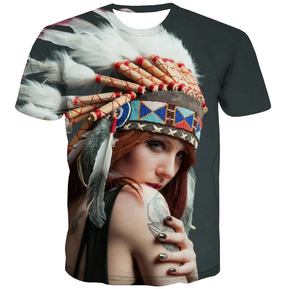 Indians T shirts Men Grassland T shirts Funny Sunset T-shirts Graphic War Tshirt Printed