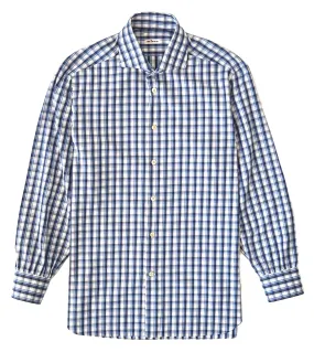 KITON Cotton Blue Shadow Check Shirt