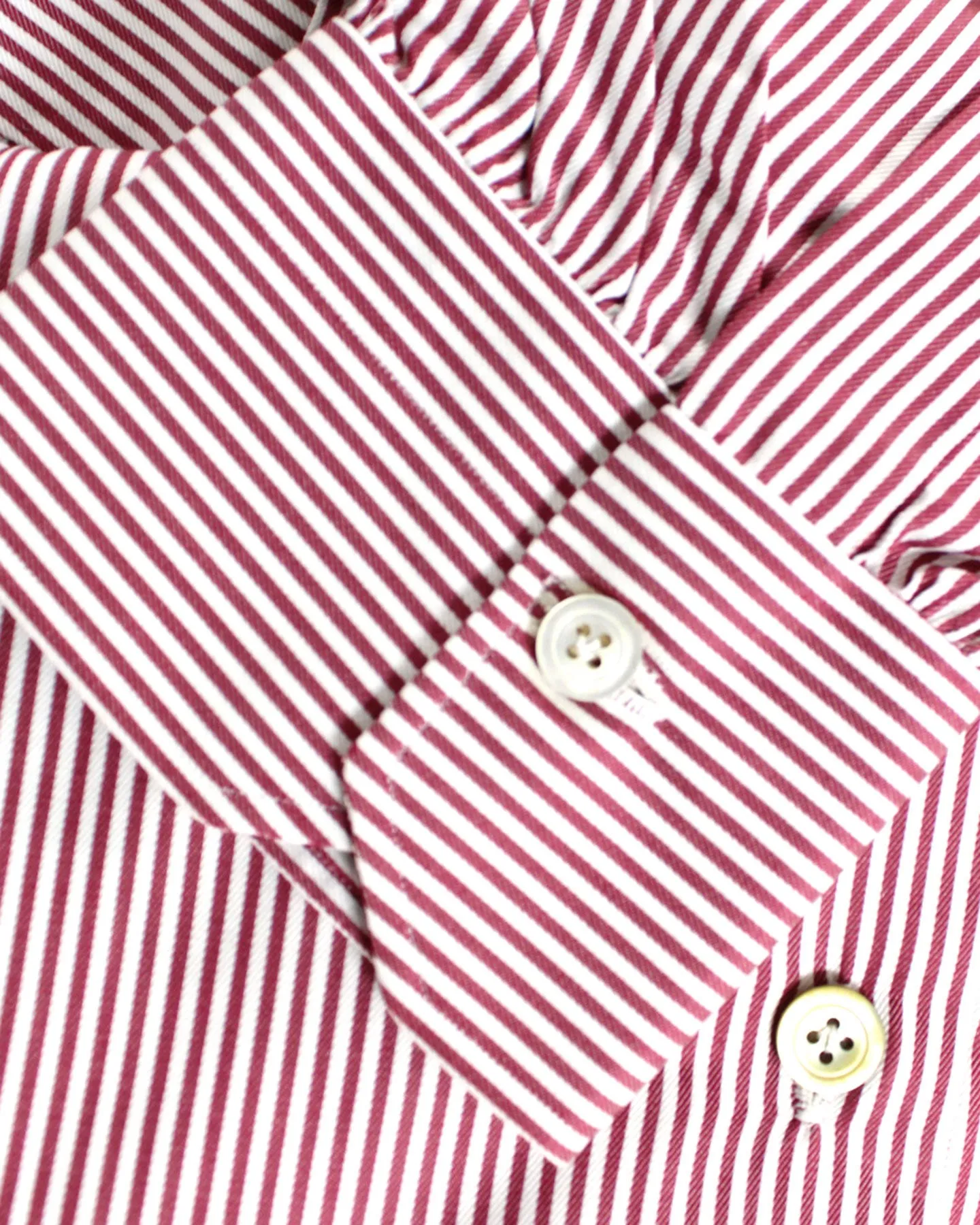 Kiton Shirt White Maroon Stripes 42 - 16 1/2