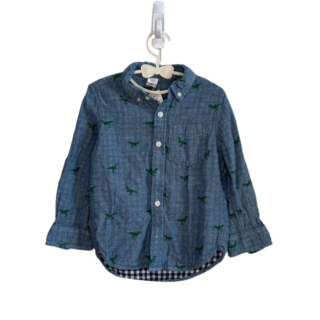 LS Collared Button Down / Dinosaurs