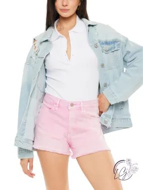 Magnolia Pink High Rise Denim Mom Short by KanCan