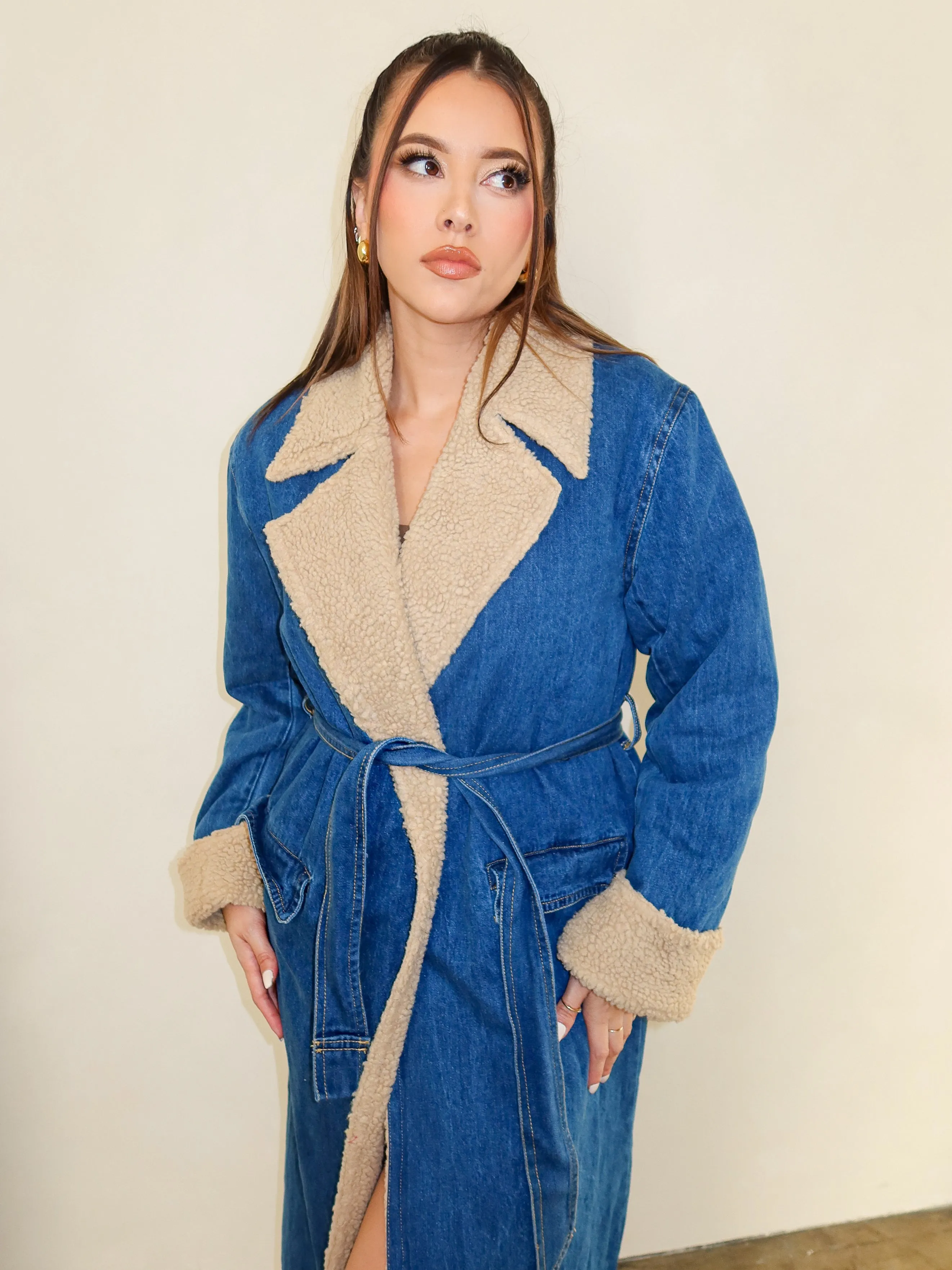 Marissa Denim Fur Coat (Dark Denim)