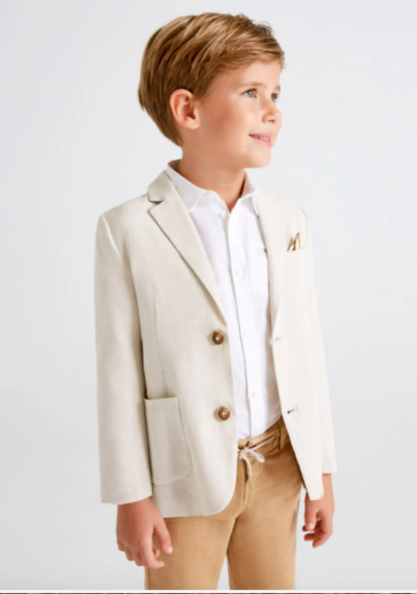 Mayoral Boys Oat Colored Tailored Blazer Jacket