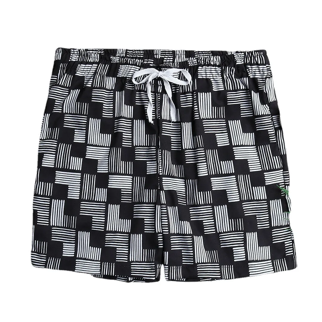 Men Colorful Stripe Drawstring Hawaiian Board Shorts