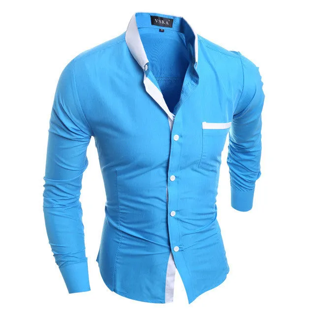 Men Shirt Luxury Brand Male Long Sleeve Shirts Casual Mens.