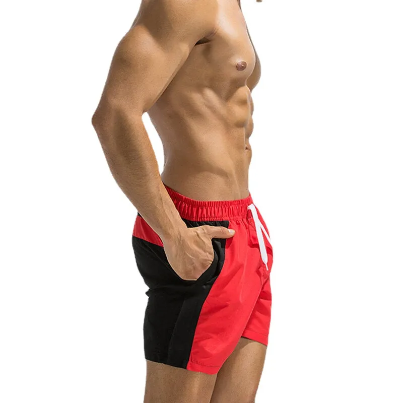 Men Stitching Drawstring Quick Dry Board Shorts