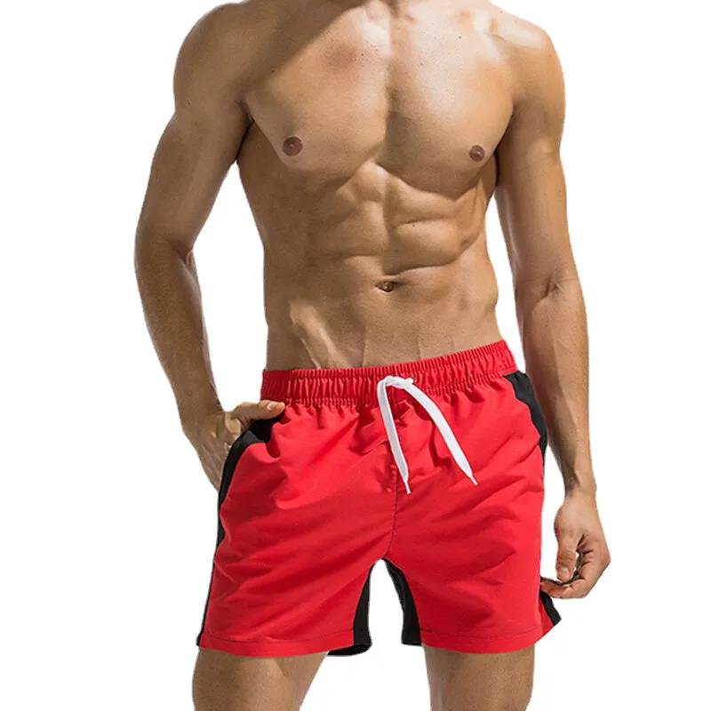 Men Stitching Drawstring Quick Dry Board Shorts