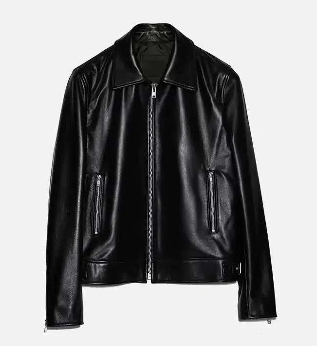 Men's Minimal Black Leather Jacket