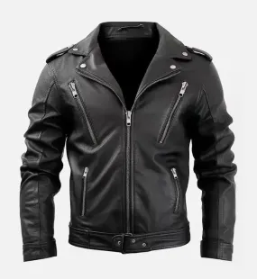 Men's Nifty Black Leather Biker Jacket