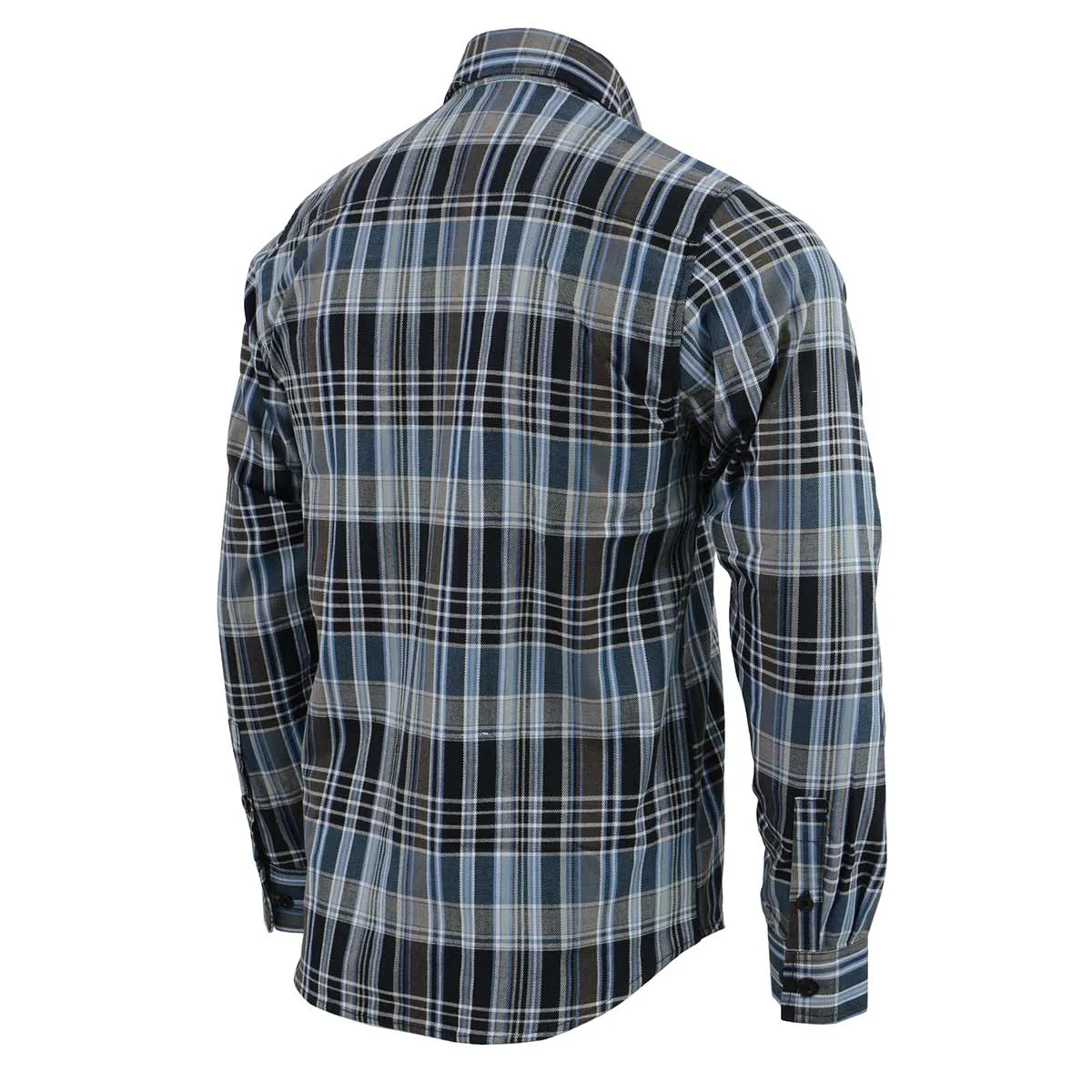 Milwaukee Leather Men's Flannel Plaid Shirt Black and White with Blue Long Sleeve Cotton Button Down Shirt MNG11626