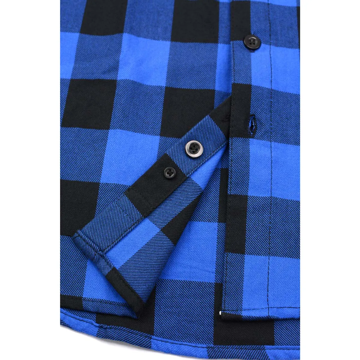 Milwaukee Leather MNG11634 Men's Black and Blue Flannel Plaid Long