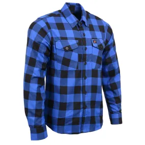 Milwaukee Leather MNG11634 Men's Black and Blue Flannel Plaid Long