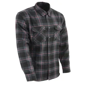 Milwaukee Leather MNG11647 Men's Black with Grey and Red Long Sleeve Cotton Flannel Shirt