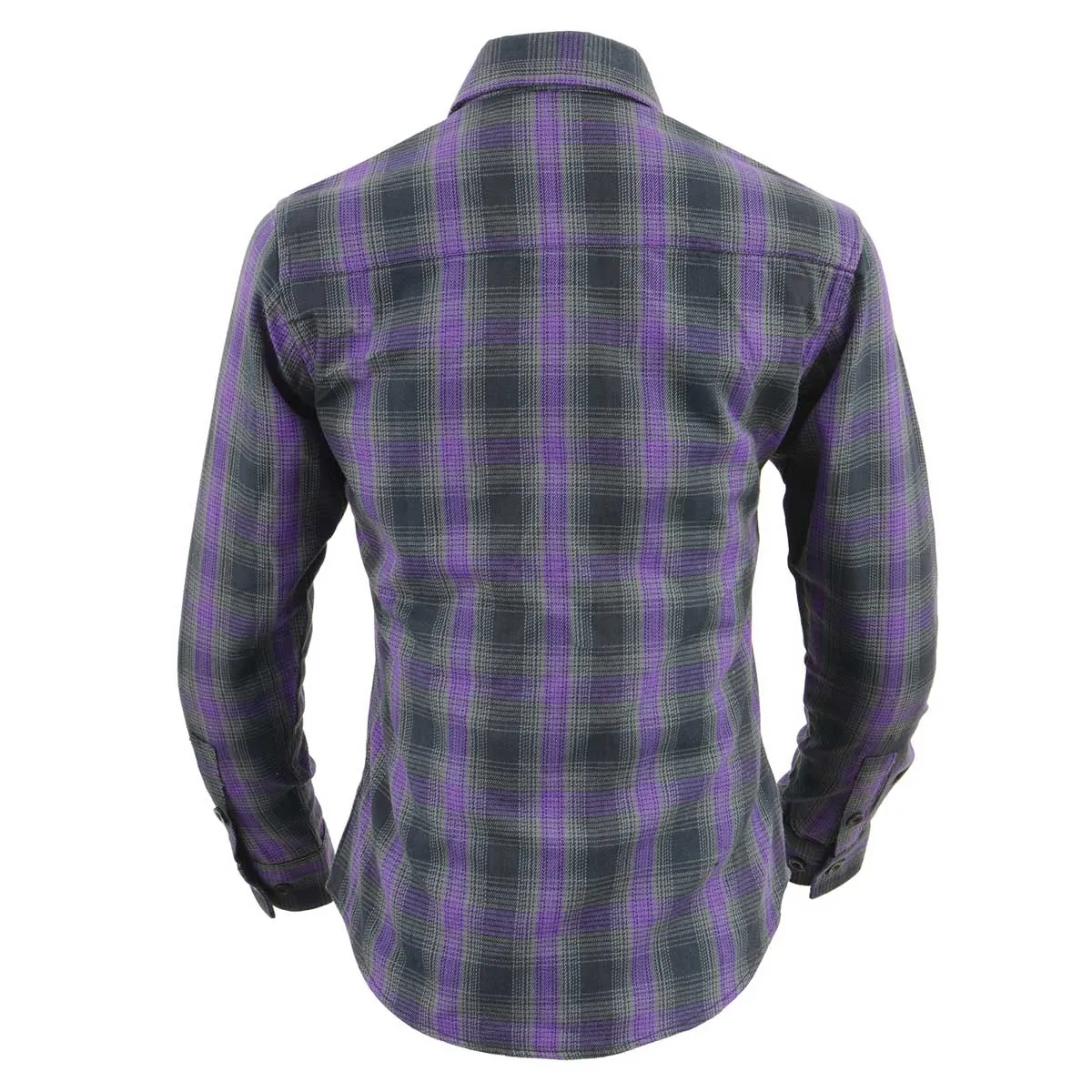 Milwaukee Leather MNG21603 Women's Casual Black with Purple Long Sleeve Casual Cotton Flannel Shirt