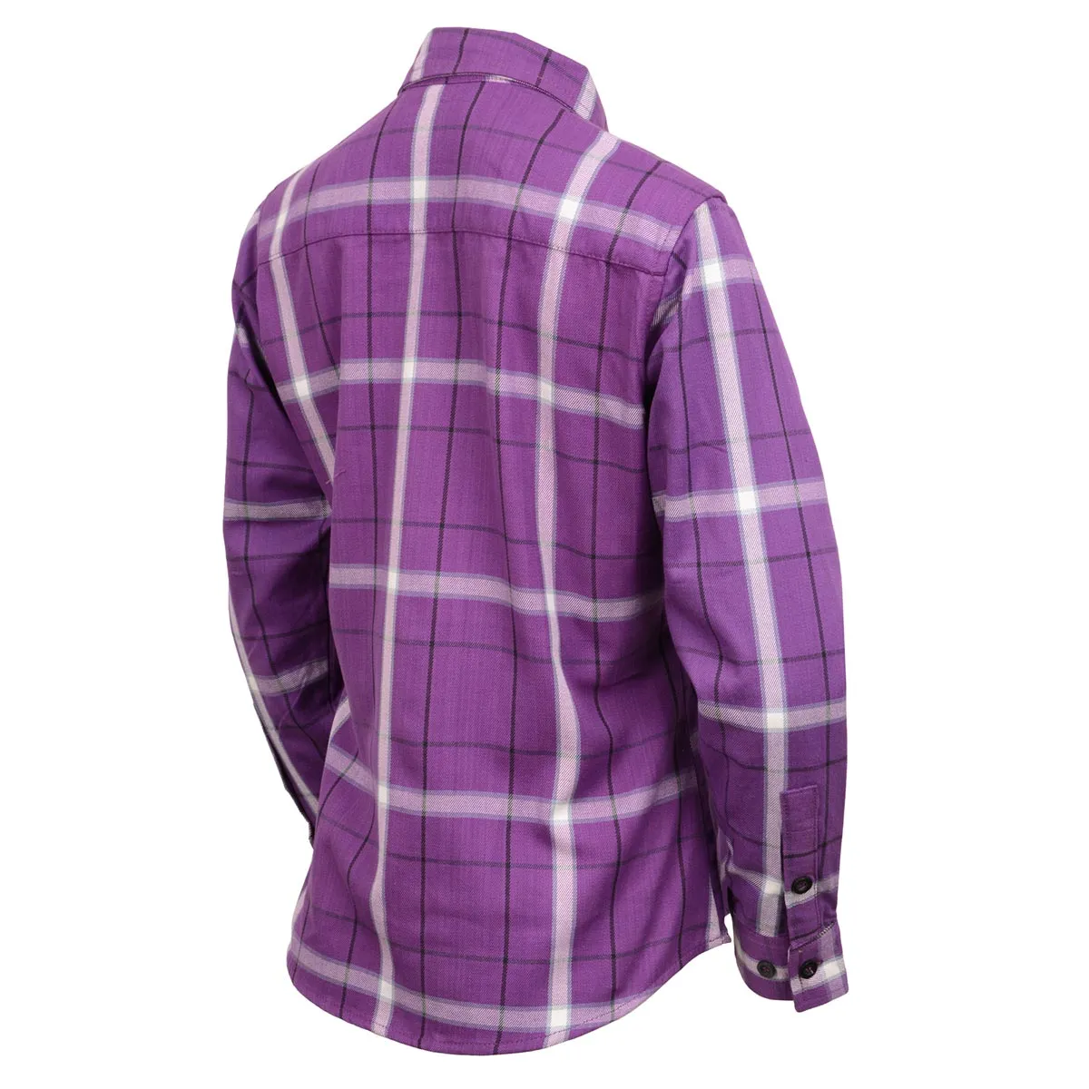 Milwaukee Leather MNG21605 Women's Casual Purple and White Long Sleeve Cotton Casual Flannel Shirt