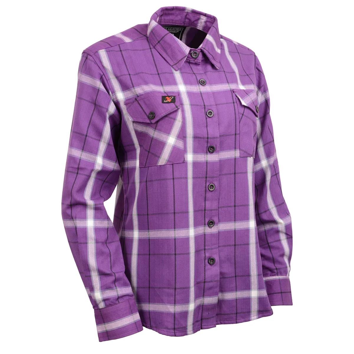 Milwaukee Leather MNG21605 Women's Casual Purple and White Long Sleeve Cotton Casual Flannel Shirt