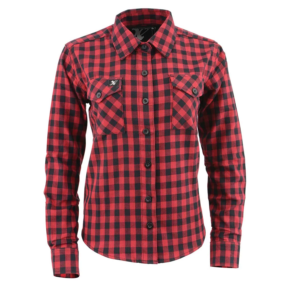 Milwaukee Leather MNG21609 Women's Casual Red and Black Long Sleeve Cotton Casual Flannel Shirt