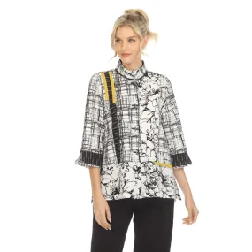 Moonlight Sketch-Print Mandarin Collar Blouse - 3862