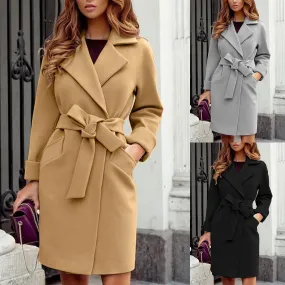 New Winter  Trench Coats 
Slim Fit Belt - Turn Down Collar Overcoat