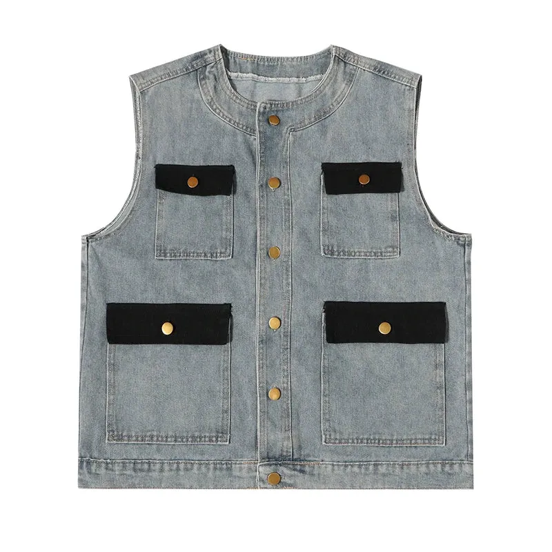 Patch Pocket Denim Vest