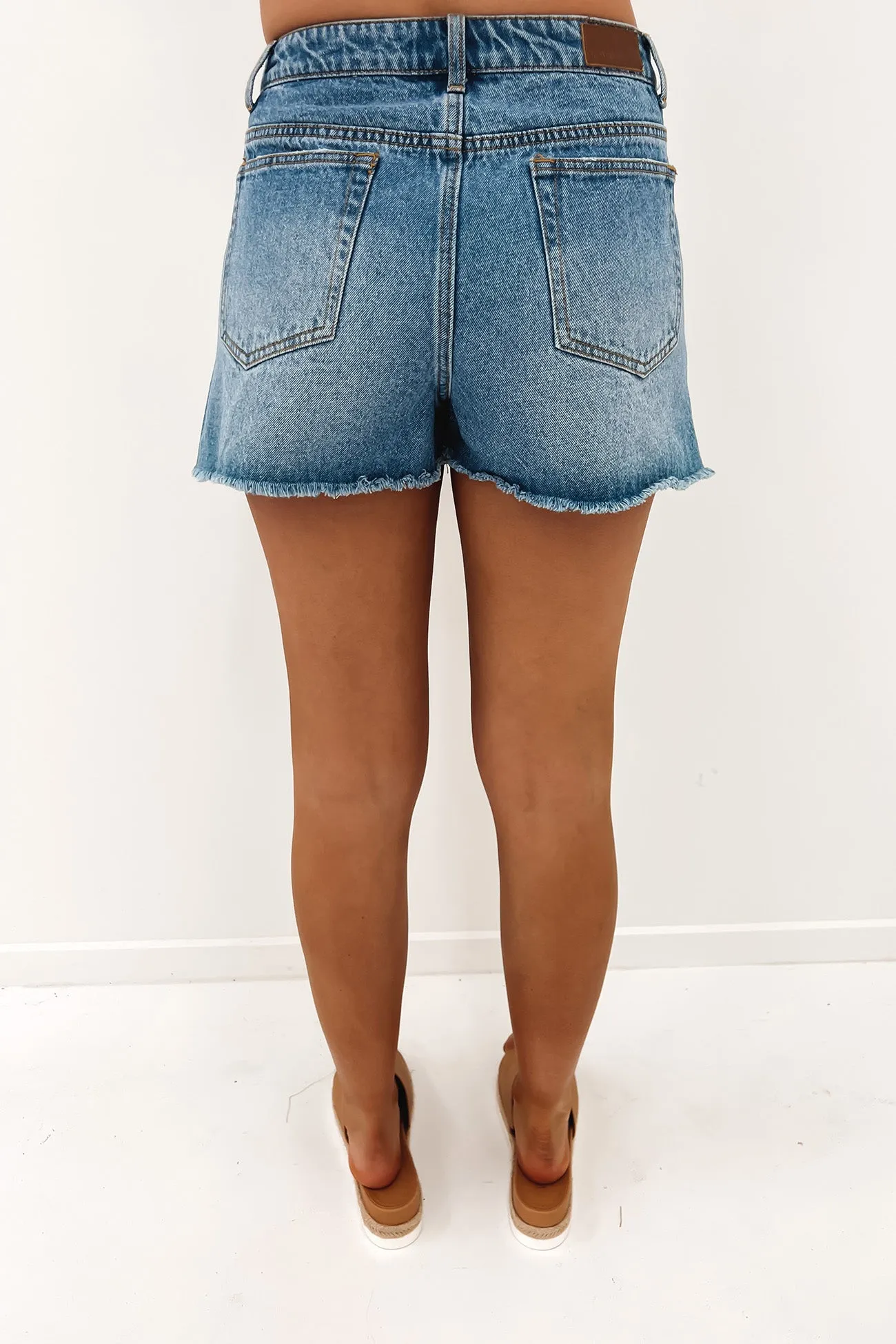 Penny Kick Flare Denim Short Thread Blue